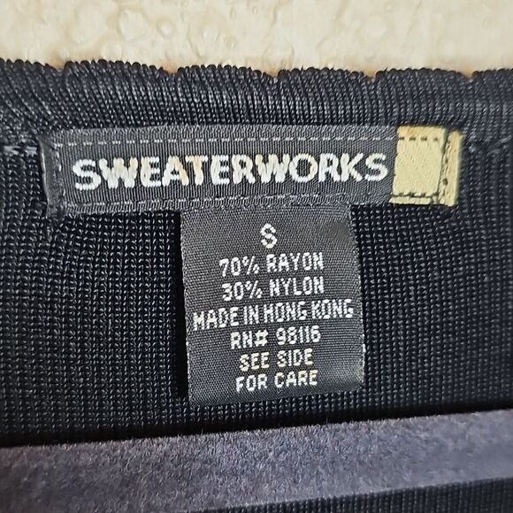 Vintage Beaded Under The Sea Sweaterworks Black Knit Scoop Neck Sweater Small - Picture 6 of 6